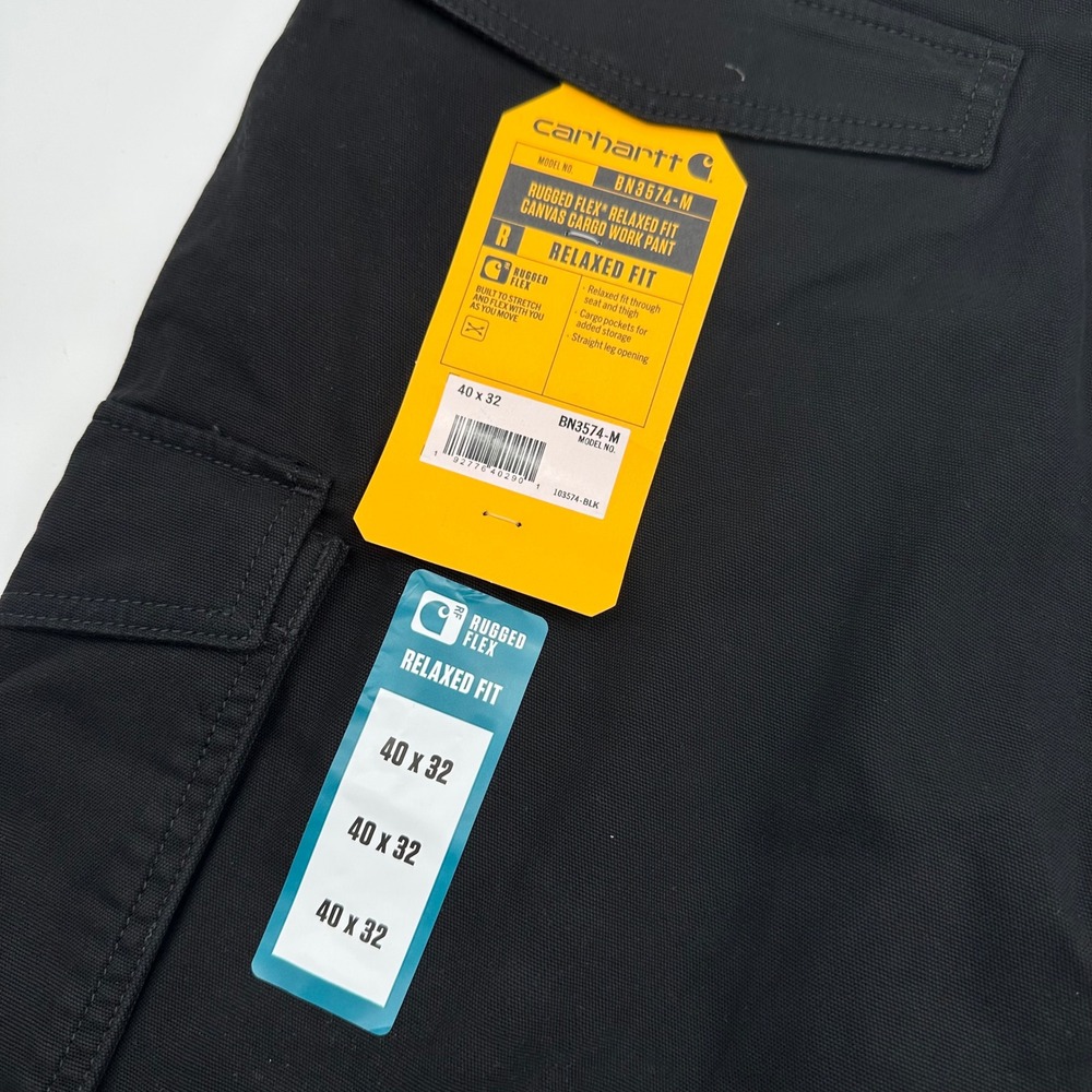 Lot 2 Carhartt Rugged Flex Relaxed Canvas Cargo Pants Black 40x32 103574-BLK NWT - Picture 11 of 14